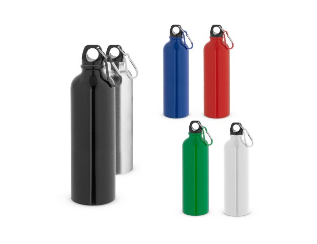 KARSTEN L. Squeeze esportiva em aço inox de parede simples com mosquetão 790 mL